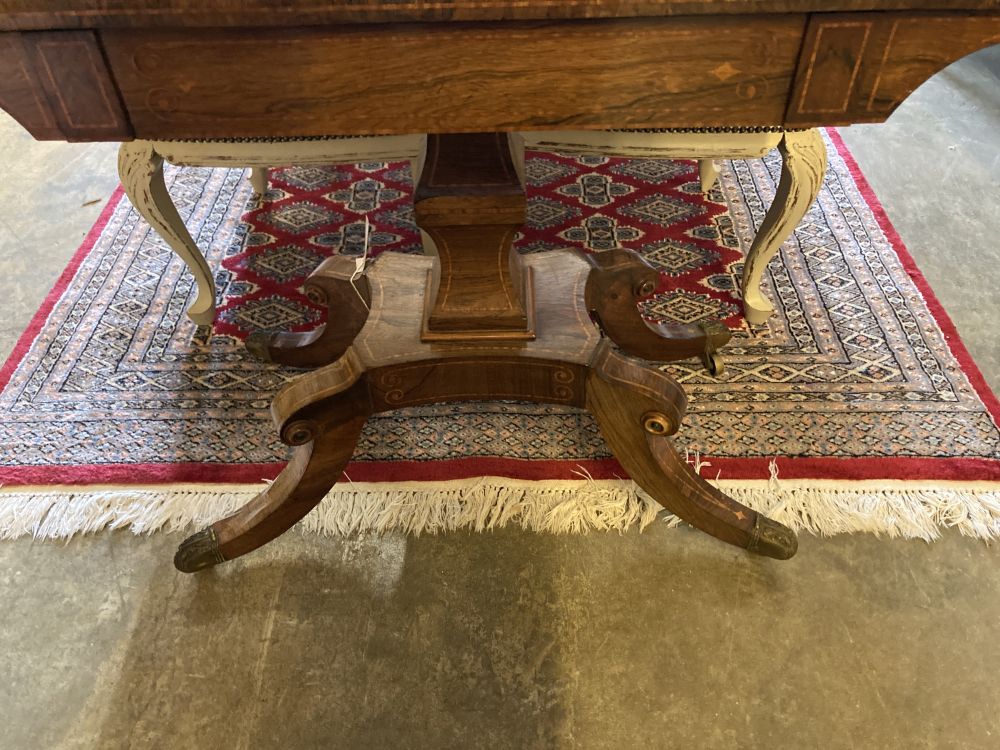 A Regency rosewood folding card table, width 90cm, depth 44cm, height 75cm